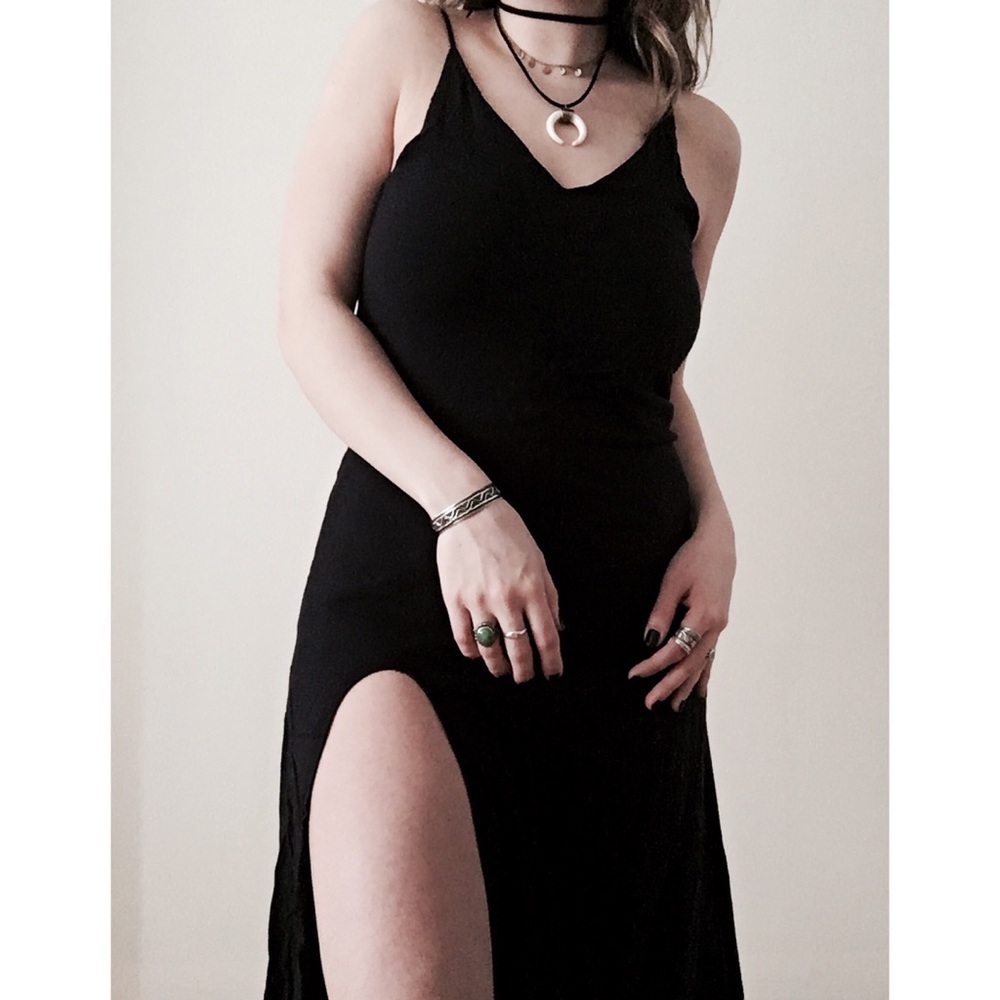 High Slit Open Back Sleeveless Cami Maxi Dress